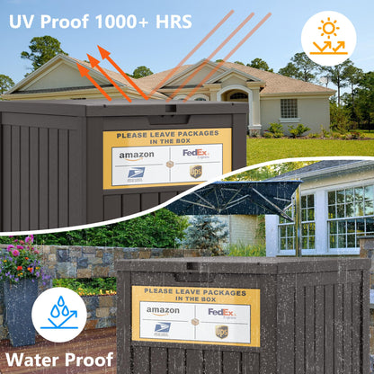 LHBGO Package Delivery Box for Outside with Sign, 48 Gallon Storage with Lockable Secure, Outdoor Package Drop Container