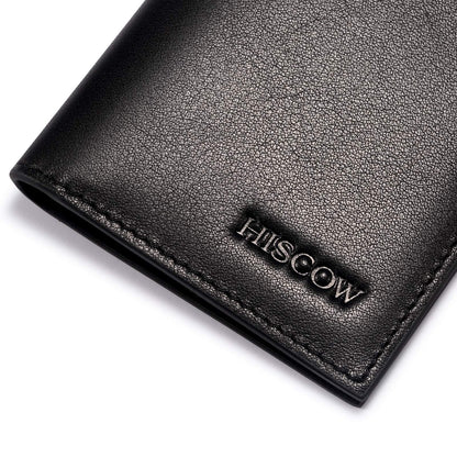 HISCOW Slim Leather Credit Card Holder 4cc for Men & Women, Italian Calfskin (Black)