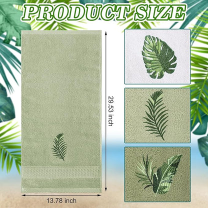 3 Pcs Tropical Palm Leaves Hand Towels
