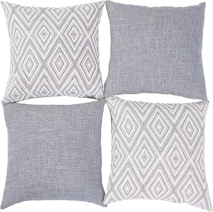 HPUK Throw Pillow Covers 20x20 Inch Set of 4, Linen Decorative Pillow Covers, Accent Cushion Covers for Couch Sofa Bed Bedroom Living Room Décor, Grey