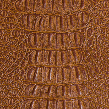 Alligator Fabric, Soft Textured Crocodile Vinyl Faux Leather, Gator Skin Embossed Upholstery DIY Craft and Clips Pleather Sheets – Individual 1 Yard Cut 36”x54” (Saddle)