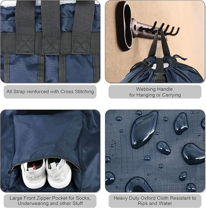 BeeGreen Navy Blue Travel Laundry Bag w Drawstring & Handle College Dorm Room