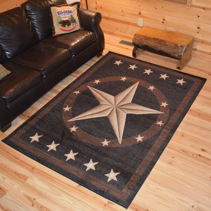 Rustic Lodge Texas Star 3683 2'3"x3'3" Black Area Rug