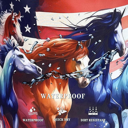American Flag Horse Laundry Basket Patriotic Foldable Funny Laundry Hamper