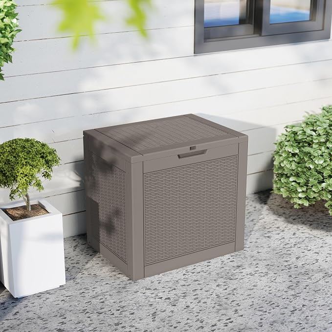 PatioZen 35 Gallon Package Delivery Boxes for Outside, Lokable Secure Resin Package Delivery Box with Lid, Waterproof and Anti-Theft for Outdoor Front Door, Porch, Curbside, House(Grey)
