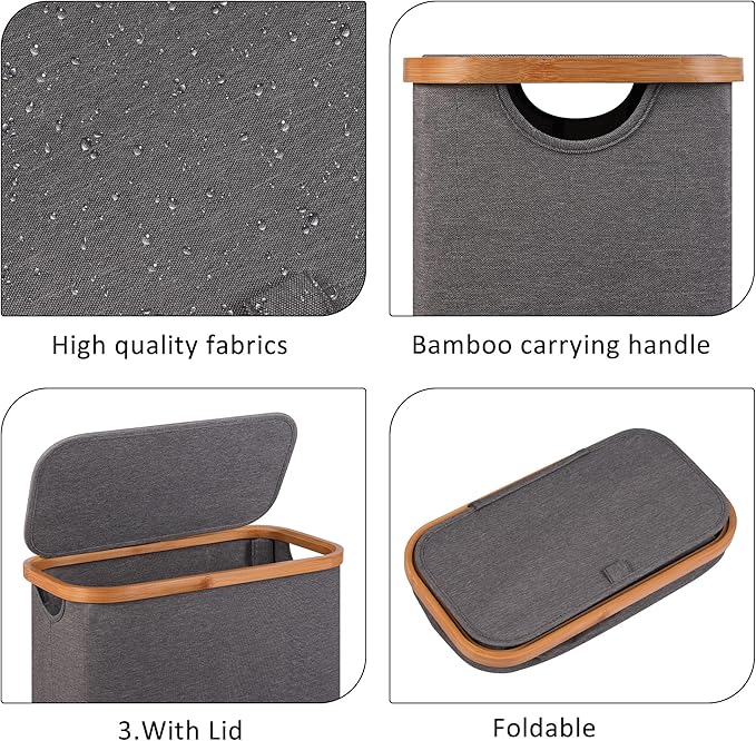 Slim Laundry Basket, 60L Laundry Hamper