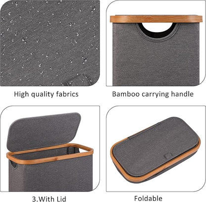 Slim Laundry Basket, 60L Laundry Hamper
