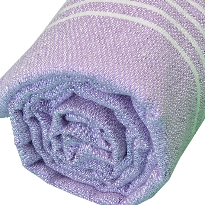 Bersuse Towels Anatolia XL Beach Blanket Throw Blanket Turkish Towel 100% Cotton Extra-Large Quick-Dry Lightweight Premium Peshtemal Towel - 61x82 Inches, Lilac