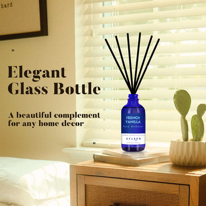 Xcleen Reed Diffuser Set with Sticks 3.7 Oz, Vanilla, Coconut & Milk Scented Fragrance Oil Diffuser for Home Bedroom & Kitchen, Long-Lasting Room Air Freshener, Mind & Body Aromatherapy, Gift Idea