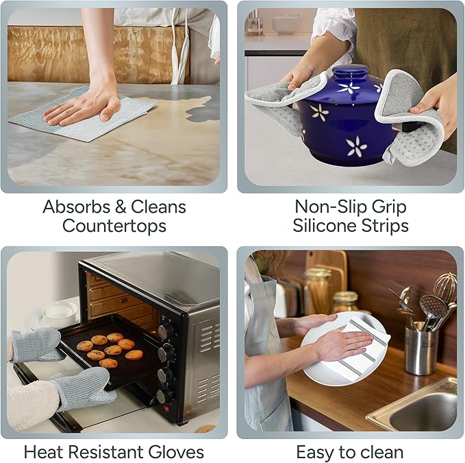 Casa Platino 8-Piece Mini Oven Mitt & Pot Holder Set – 500°F Heat Resistant