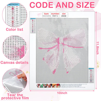 Chunful 6 Pcs Pink Bow Diamond Painting Kits, DIY Painting for Adults Diamond Crafts Aesthetic Room Decor Cute Coquette Bow Pictures 5d Craft Wall Decor for Home, 10 x 11.8''