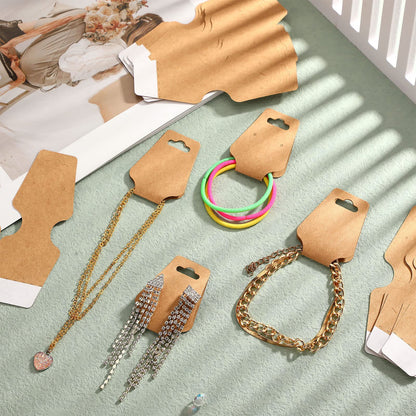 400 Jewelry Display Cards with Adhesive Kraft Paper Cards Necklaces, Keychains, Bracelet Display for Necklaces(Khaki)