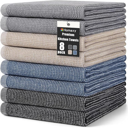 Homaxy Premium Kitchen Towels, Large Cotton Kitchen Hand Towels, Flat and Terry