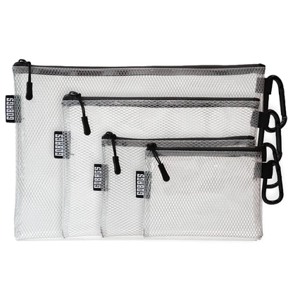 GOBAGS Air Production Multi‑Size Clear Zipper Pouch (4‑Pack) – Cable Organizer & Travel Gear Bag for Electronics, Camera Accessories, Tool Pouch & Small Tech Storage