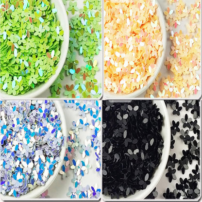 Carykon 3200pcs of 10mm Five Leaf Flower Glitters in 18 Colors Mixed Packaging, Flower Glitters Crafts