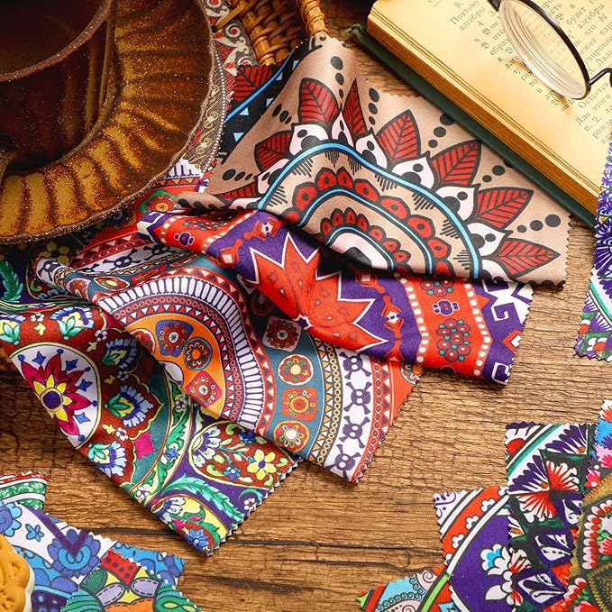 24 Pcs Mandala Eyeglasses Cleaning Cloths Microfiber Lens Cleaning Cloths Soft
