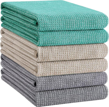 Homaxy Premium Kitchen Towels, Large Cotton Kitchen Hand Towels, Flat and Terry