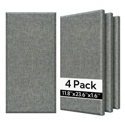 Olanglab Fiberglass Acoustic Wall Panels 4 Pack, 11.8'' x 23.6'' Sound Panels, Fabric Wrapped Sound Proof Panels for Walls (Dark Grey)