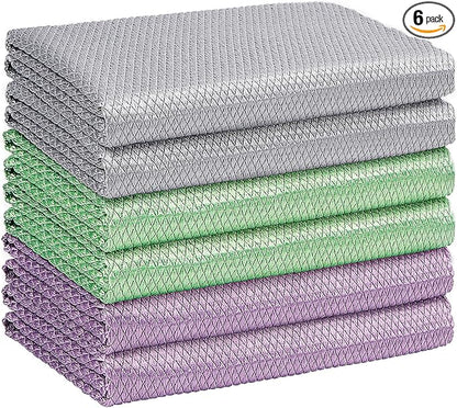 HOMEXCEL Microfiber Glass Cleaning Cloths-6PK, Stainless Steel, Premium Magic