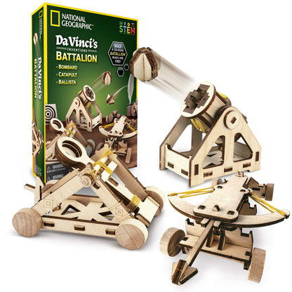 National Geographic Da Vinci Model Kit - Catapult Kit for Kids, 3D Puzzle Building Toy for Boys and Girls, Wood Building Kit for Kids, A Great STEM Project, Engineering Model Kit