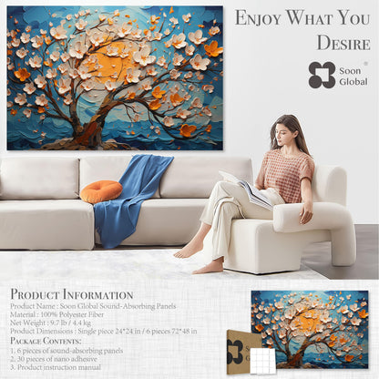Soon Global Acoustical Wall Panels, 72 X 48 Inches Art Acoustic Panels, Decorative Acoustic Panels, Acoustic Wall Panels, Sound Absorbing Wall Art, Canvas