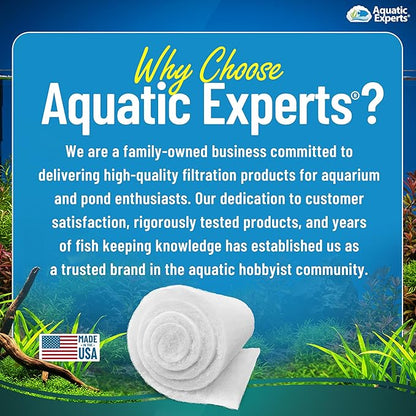 Aquatic Experts Aquarium Filter Floss for Fish Tank Filters - FilterFirst Aquarium Filter Pad - Media Roll for Crystal Clear Water, 3/4" - 1" Thick (18 Inch Wide, 12 Feet Long)