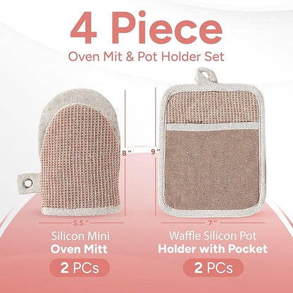 Casa Platino Cute Oven Mitts & Pot Holders, 4-Piece – Oven Mitts Heat Resistant