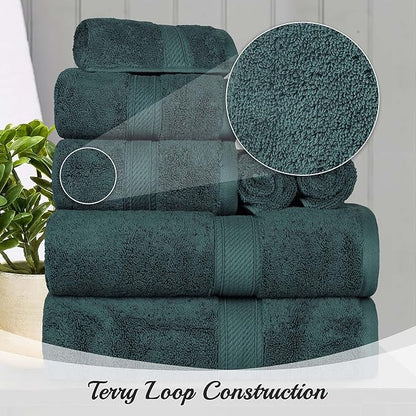 SUPERIOR Egyptian Cotton Pile 10 Piece Towel Set, Includes 2 Bath, 4 Hand