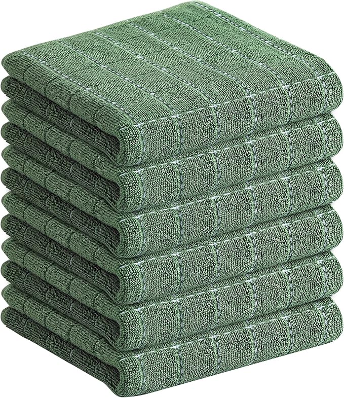 Homaxy 100% Cotton Terry Kitchen Towels, Checkered Designed, Soft and Super
