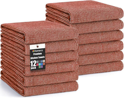 Homaxy Premium Kitchen Towels, Large Cotton Kitchen Hand Towels, Flat and Terry