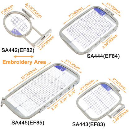 New brothread Embroidery Machine Hoop 4 in 1 Set(SA442+SA443+SA444+SA445) Compatible with Brother PE900 SE2000 PE800 SE1900 SE1950 PE780D 770 700 750D SE1800 Innovis1250D Babylock Accord Emore Ellure