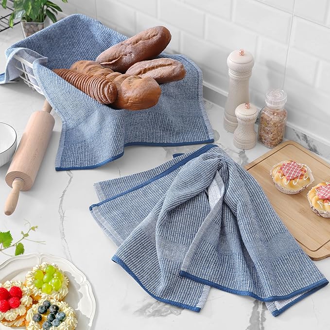Homaxy Premium Kitchen Towels, Large Cotton Kitchen Hand Towels, Flat and Terry