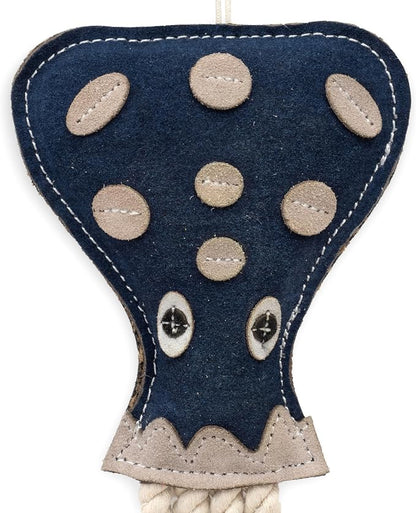 Fuzzl Eco Leather Otto Octopus Natural and Tough Dog Toys - Long Lasting Chew Toys for Aggressive Chewers - Strong Dog Toy for Dogs and Puppy