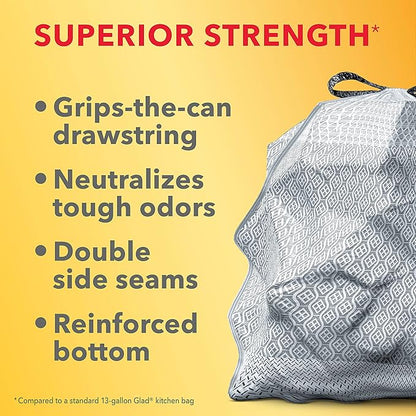 Glad Tall Kitchen Trash Bags 13 Gallon, Gain Original Garbage Bags, Odorshield