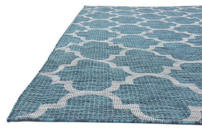 Unique Loom Outdoor Trellis Collection Area Rug (9' x 12' Rectangle, Teal/ Gray)