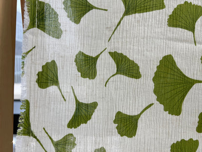 Linen Rayon Blend Fabric by The Linen Lab – Lightweight, Soft, 42"~43" Wide, Pre-Washed Material for Sewing, Clothing, Crafts & DIY (1 Yard pre Cut, Green Ginkgo with Subtle Wrinkle Effect)