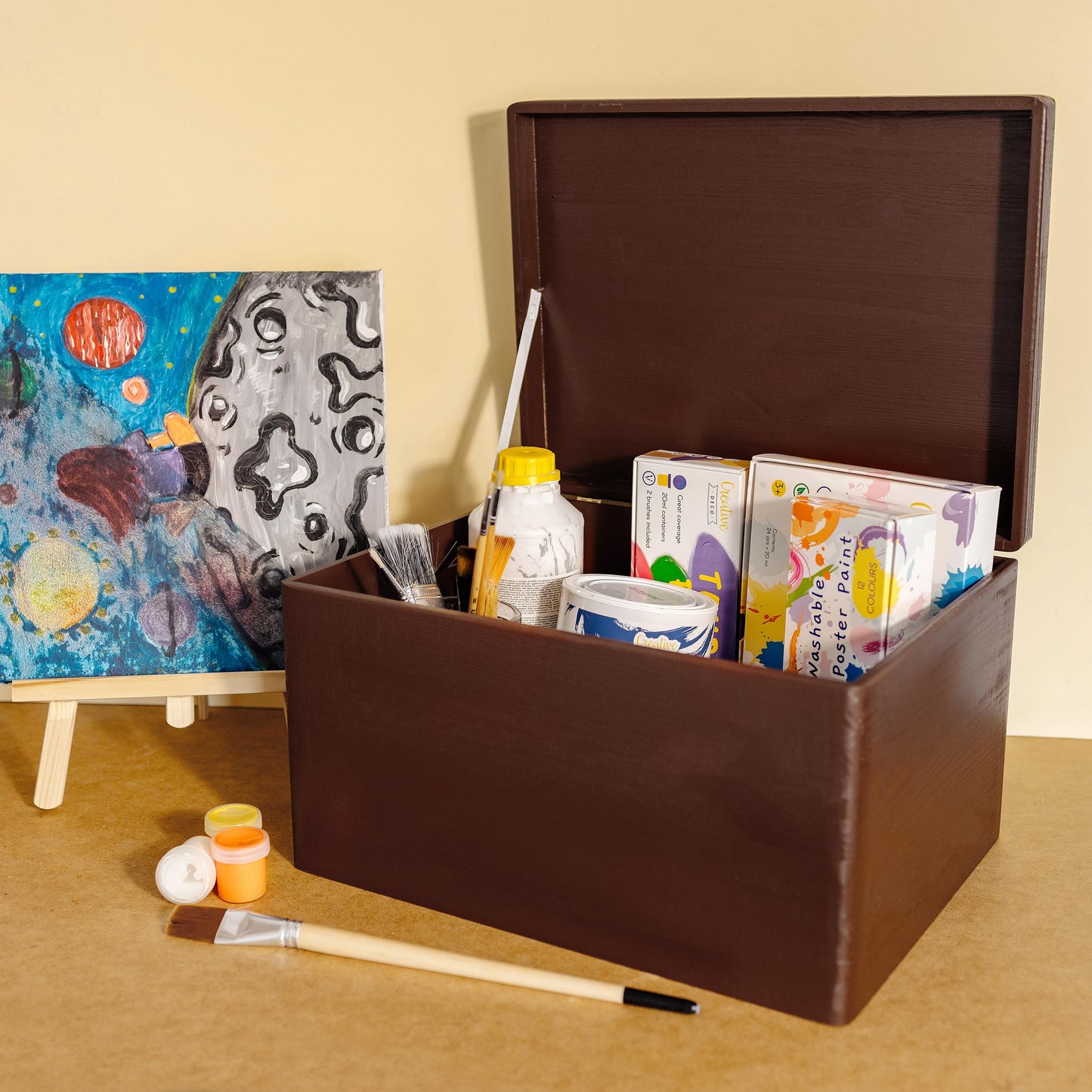 Creative Deco Large Brown Wooden Box Storage with Hinged Lid | 15.8x11.8x9.44in (+-0.5) | Keepsake Decorative Gift Box | Acacia-Like Wood Chest Trunk PRODUCT NOT INTENDED FOR 15 YEARS OR BELOW