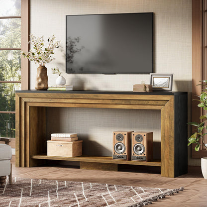 Tribesigns 70.9 Inch Long Console Table, Farmhouse 2-Tier Wooden Sofa Table with Storage, Space-Saving Behind Couch Accent Table for Living Room, Entryway, Hallway and Foyer