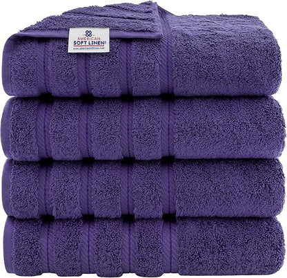 American Soft Linen Luxury 4 Piece Bath Towel Set, 600 GSM 100% Cotton Turkish