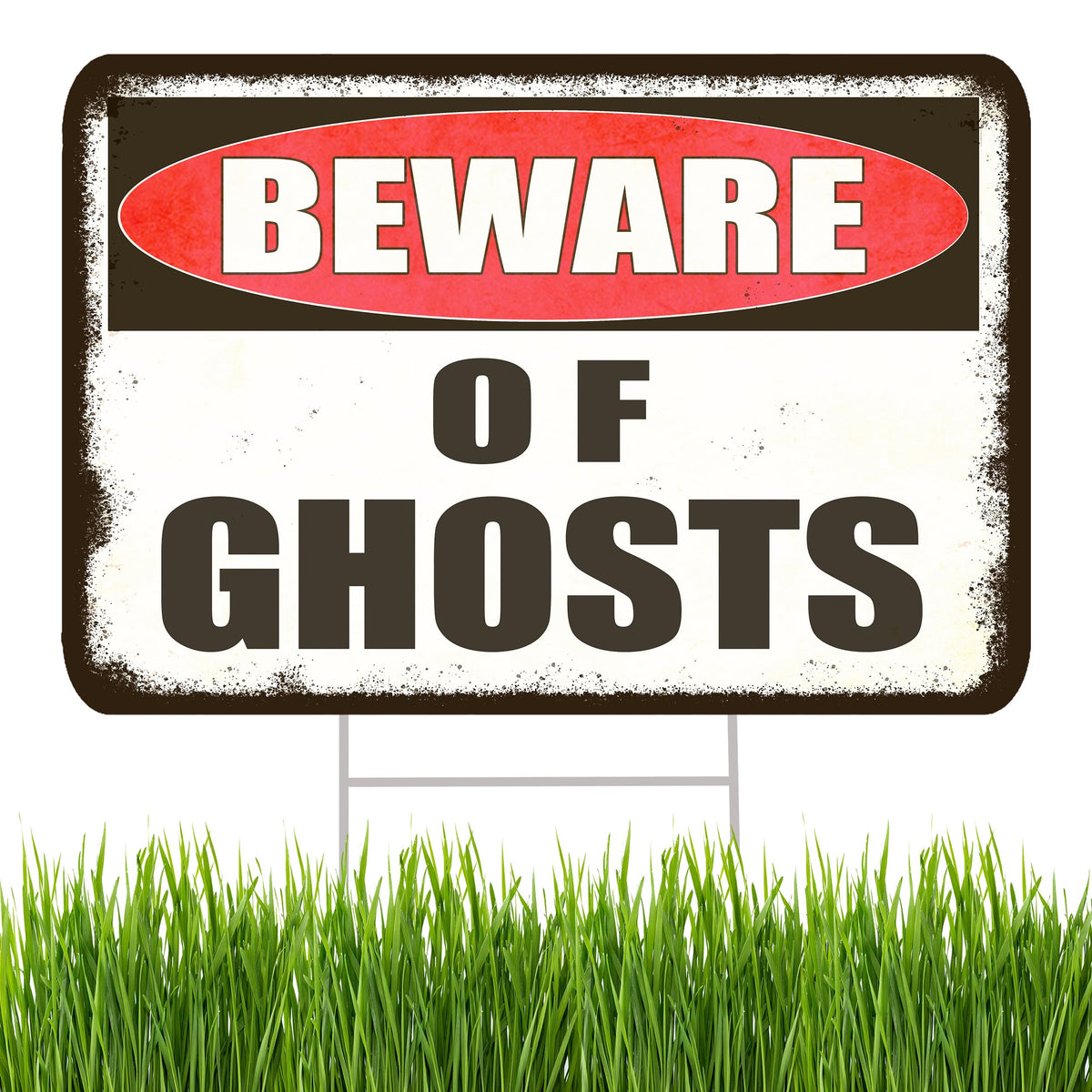 Large Beware of Ghosts Danger Keep Out Halloween Yard Sign Home Outdoor Lawn Decoration With Stakes Scary Spooky Decor 17x13 Inches (Ghosts)