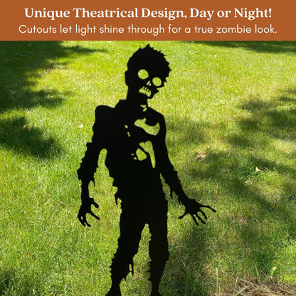 Clovers Garden 42" Tall Zombie Solid Metal Yard Stake (SET of 2) Halloween Outdoor Lawn Decoration Scene - Durable Weather Resistant Spooky Silhouette