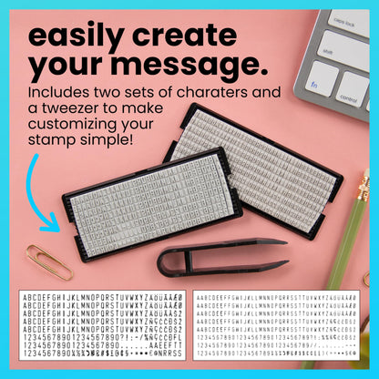ExcelMark Self-Inking DIY Custom Rubber Stamp Kit - Personalized Stamper for Business or Home - Address Stamp, Message Stamp, and More (Black)