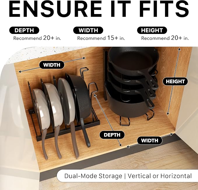 SIMPLE HOUSEWARE 5 Compartments Height Adjustable Pan Organizer, Black