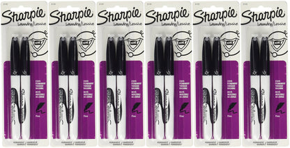 Sharpie Rub-A-Dub Fine Point Laundry Marker, Black, 2 Count (Pack of 6) 12 Markers Total