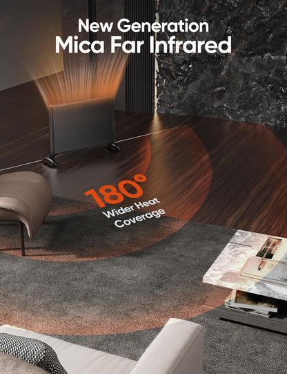 Ballu Mica Infrared Panel Space Heater for Large Room,Smart Quiet Heater with Programmable Thermostat,WiFi App Control,Inverter Energy Efficient for Indoor Use,Compatible with Alexa,Black