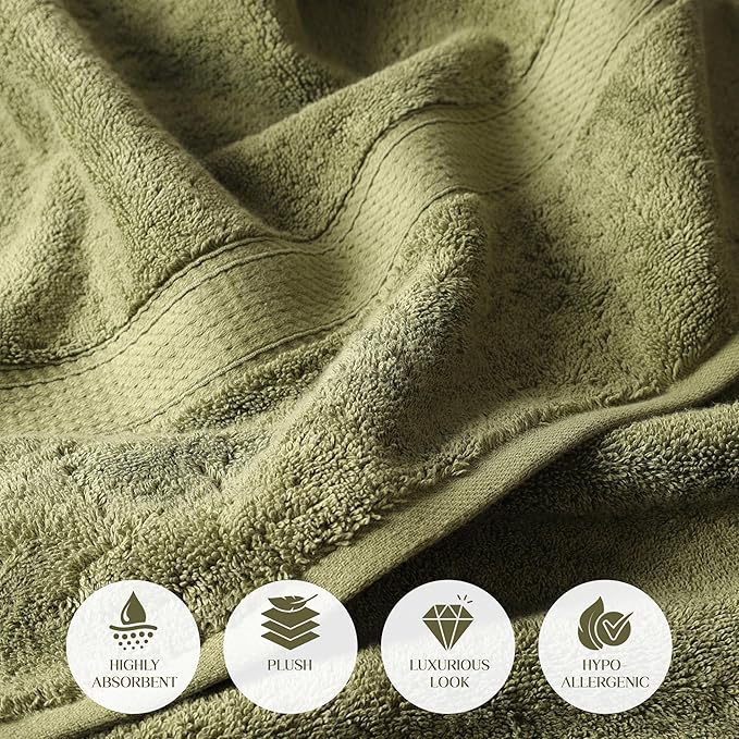 SUPERIOR Egyptian Cotton Pile Bath Towel Set of 2, Ultra Soft Luxury Towels
