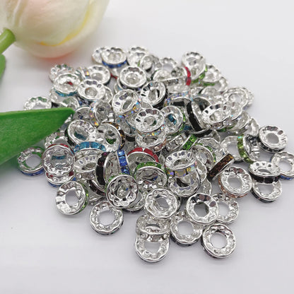 200 PCS Silver Plated Mix Color Beads for Jewelry Making - 10MM, Large Hole (4.5MM), Fit European Bracelets & Snake Chain
