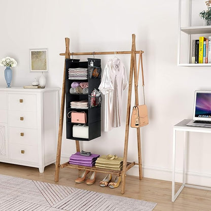 MAX Houser 5-Shelf Hanging Closet Organizer, Space Saver, Cloth Hanging Shelves