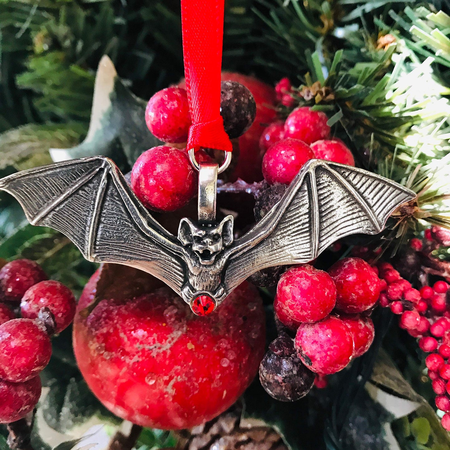 Trilogy Jewelry Gothic Bat Vampire Red Crystal Christmas Ornament