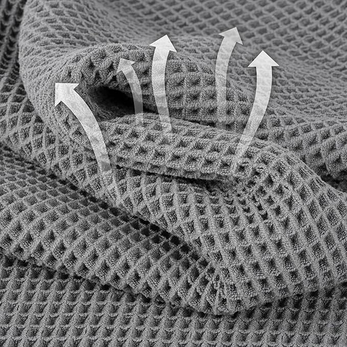 Microfiber Waffle Hand Towels, 4 Pieces, Fast Drying, Lint Free 430 GSM
